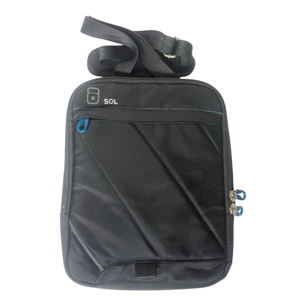 SOL‎ 12" Black/Blue Padded Ipad Tablet Case With Shoulder Strap